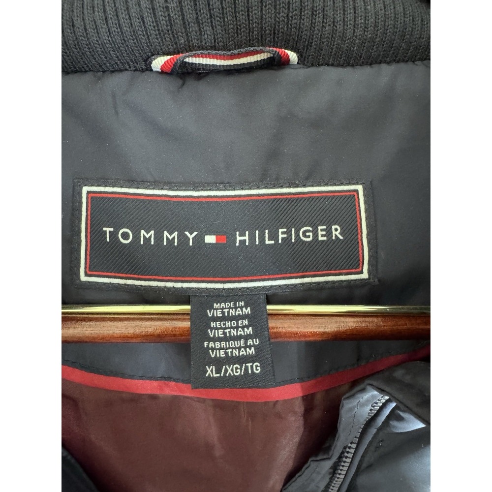 Tommy Hilfiger Women's Navy Blue Hooded Long Puffer Coat Zip XL - Picture 3 of 12